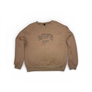 SHEIN Tan 'Wife Life' Men's Crewneck Sweater
